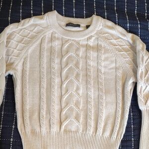 Tahari Ivory Cable Knit Viscose Sweater Women's Size Small